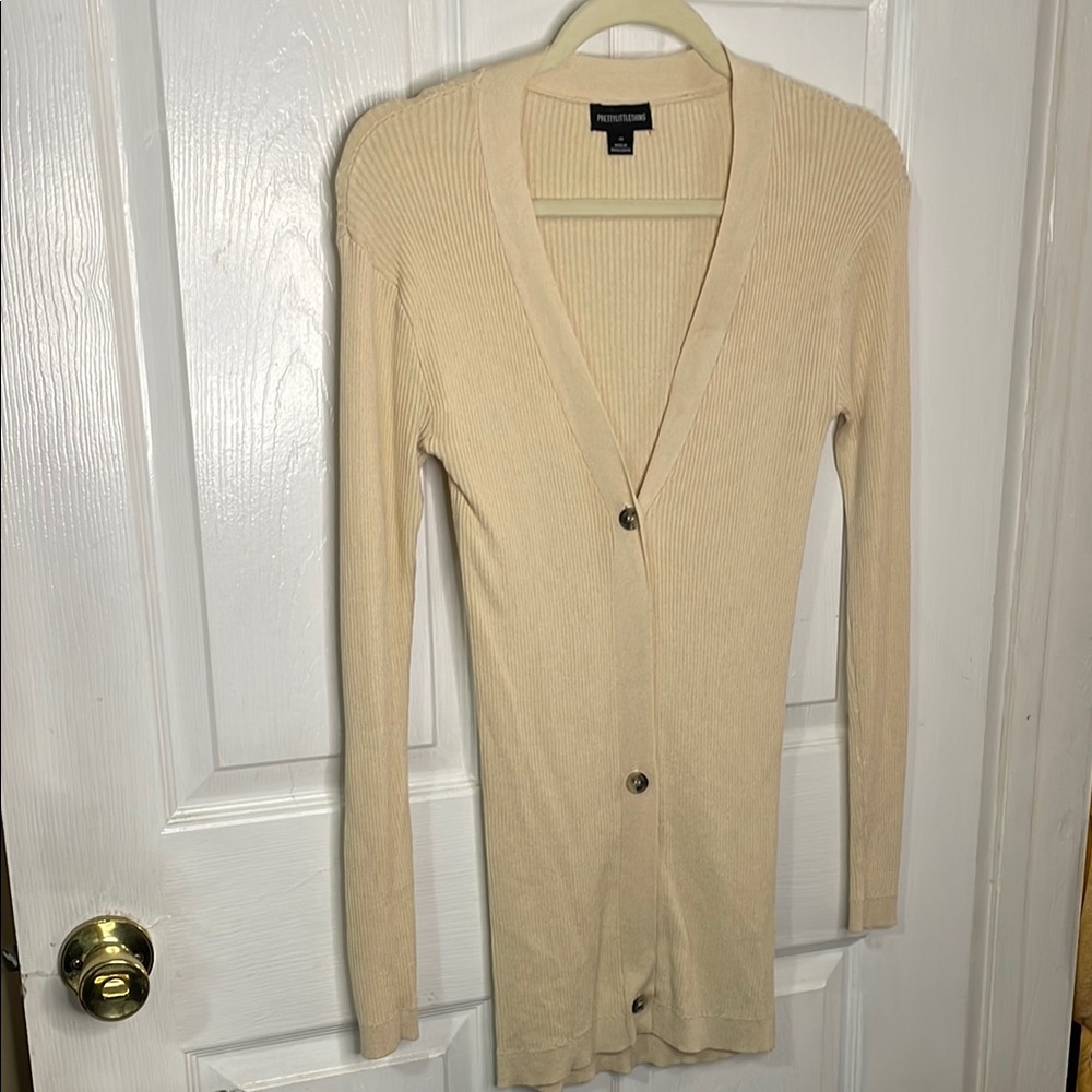 PrettyLittleThing Cream Long Knit Cardigan